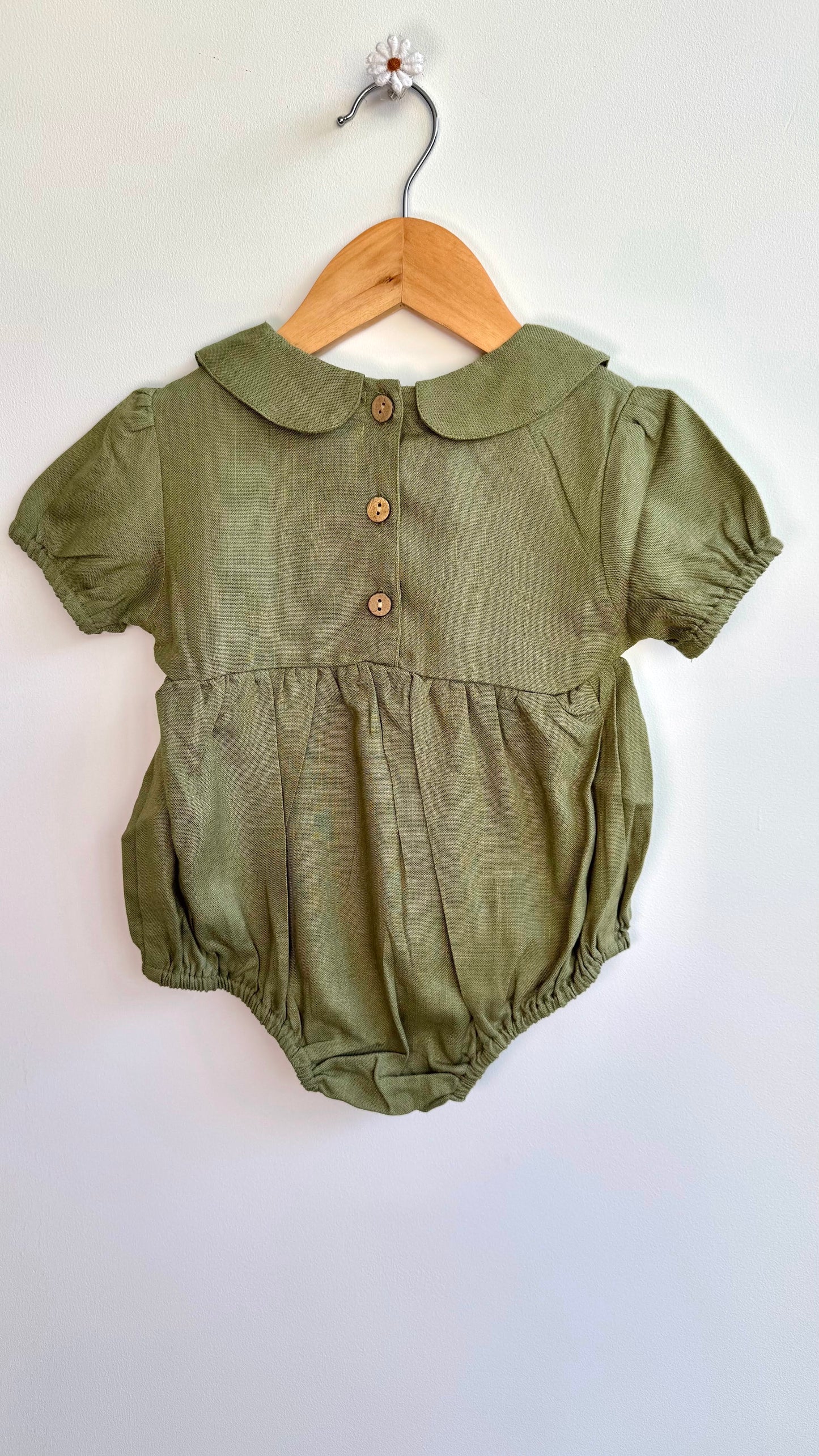 Girls - Linen Romper with Collar