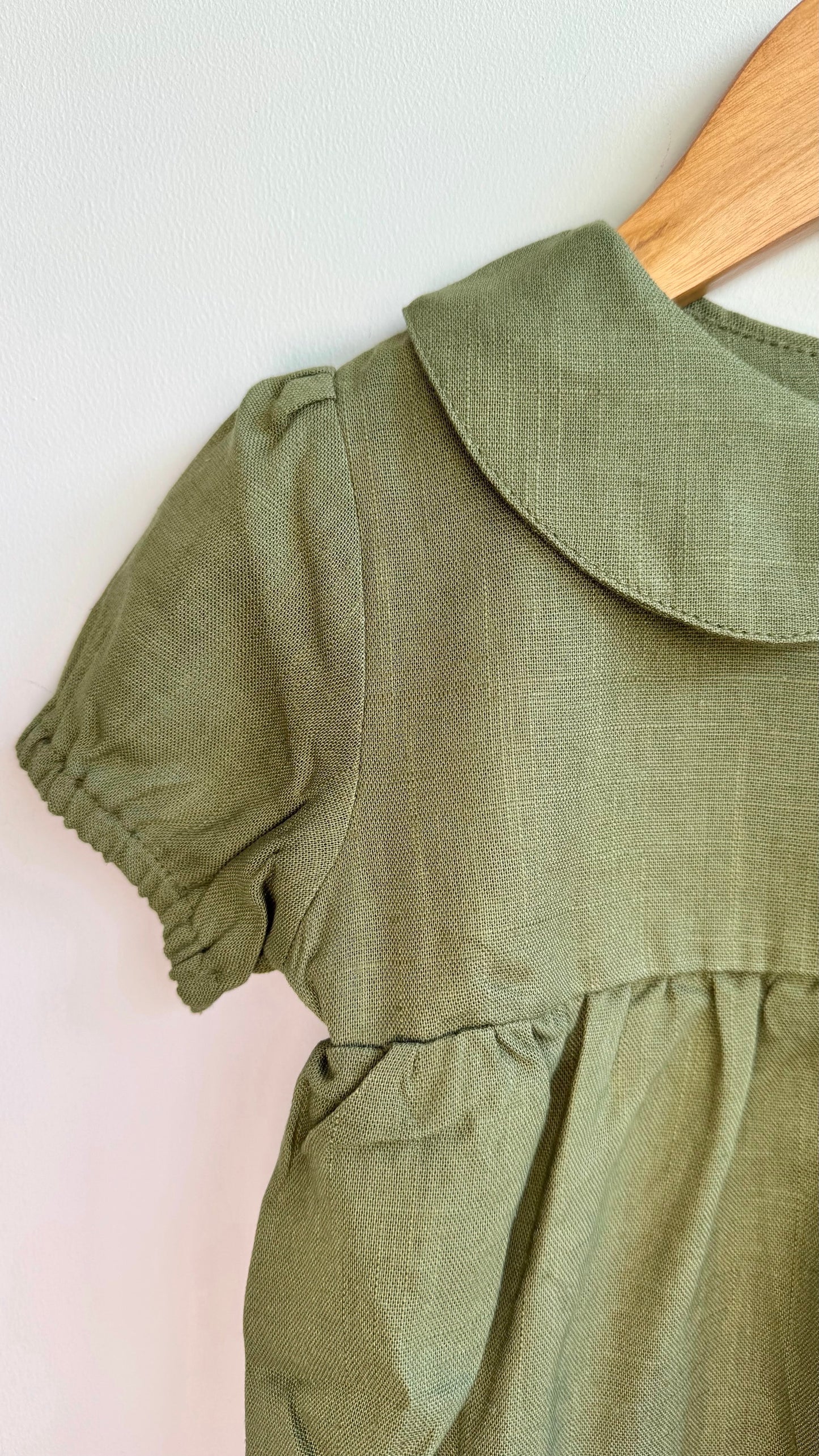 Girls - Linen Romper with Collar