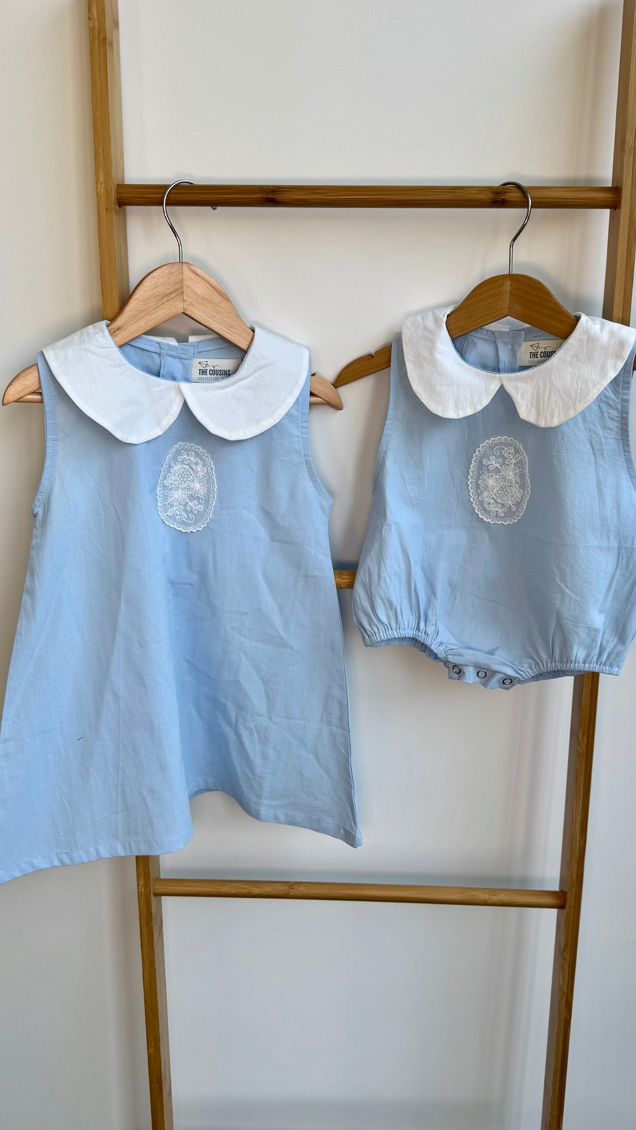 Girls - Matchy-Matchy Vintage Romper and Dress With White Collars