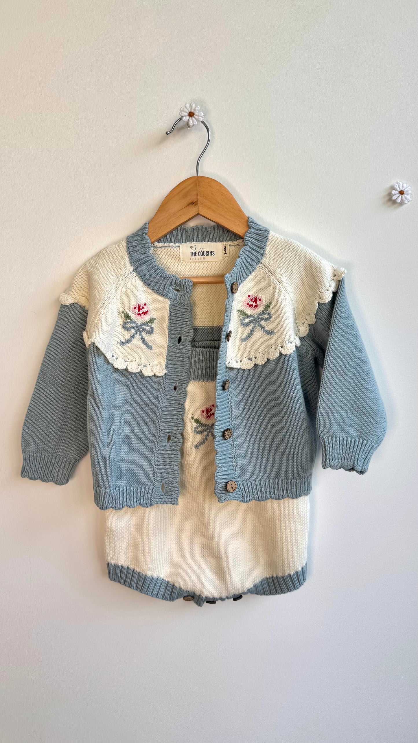 Girls - Alexandra Knit Romper & Cardigan (blue)