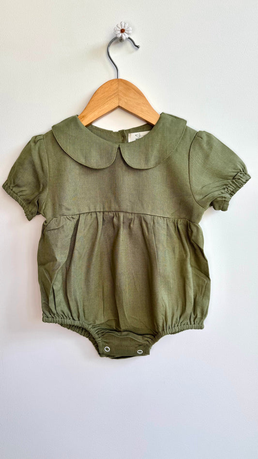 Girls - Linen Romper with Collar