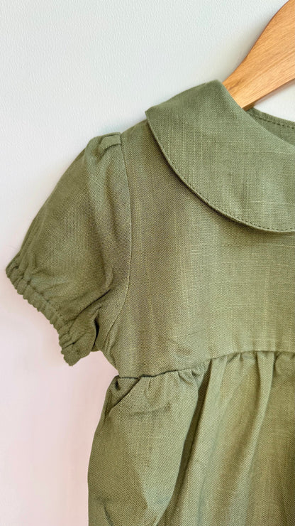 Girls - Linen Romper with Collar