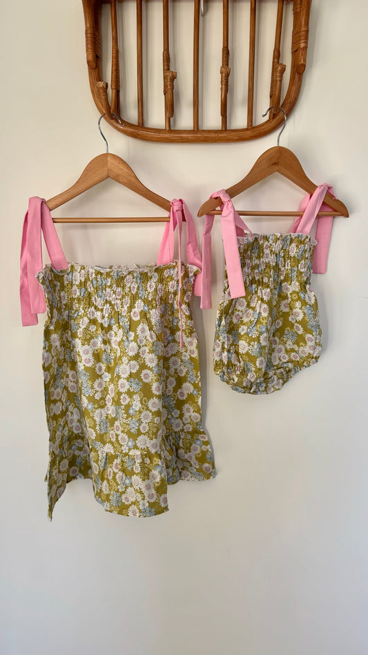Girls - Matchy-Matchy Floral Romper and Dress With Bows