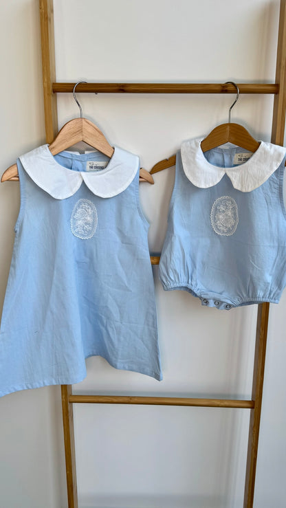 Girls - Matchy-Matchy Vintage Romper and Dress With White Collars