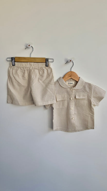 Boys - Summer Striped Clothing Set (Beige)