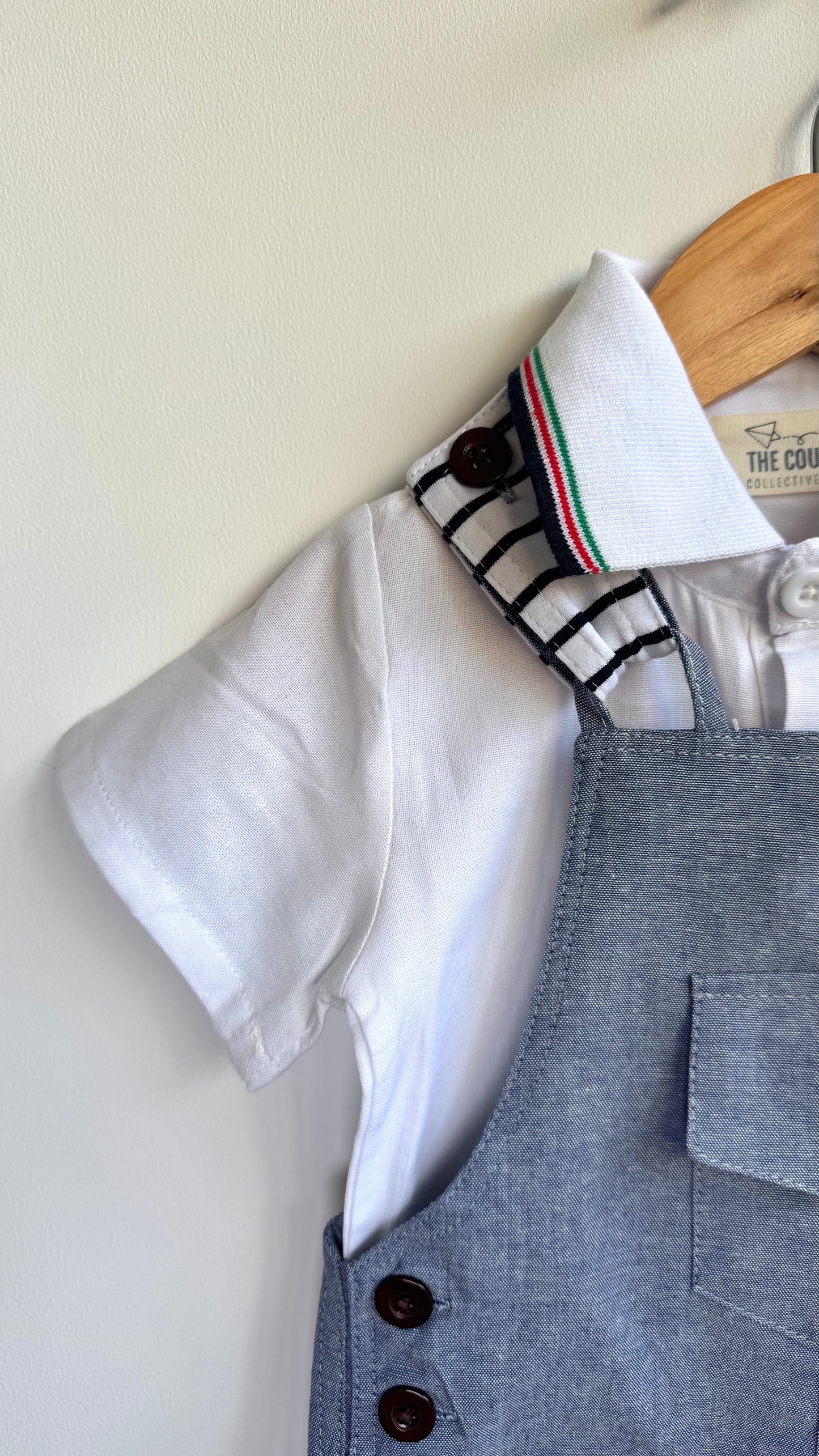 Boys - Denim Polo Romper Set