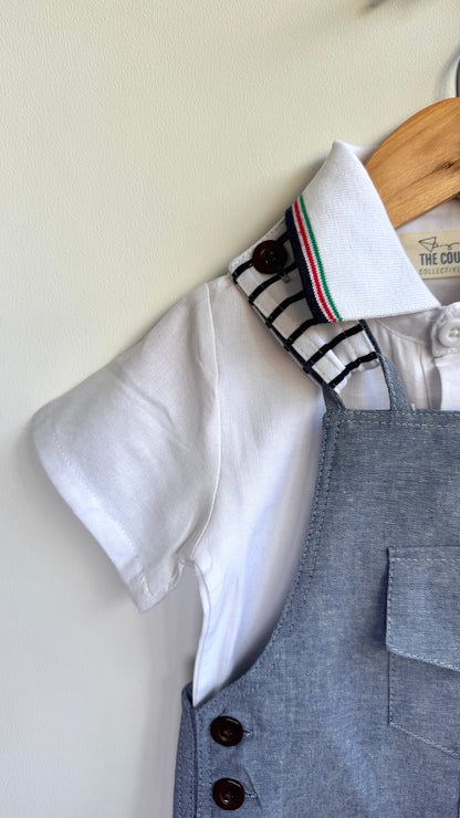 Boys - Denim Polo Romper Set