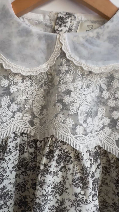 Girls - Floral Lace Collar Dress