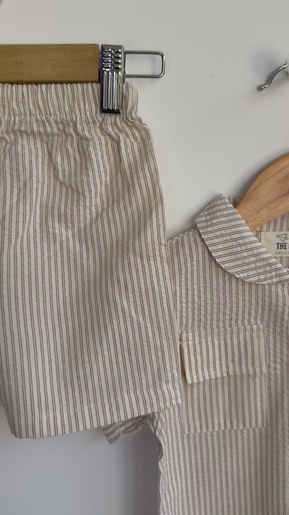 Boys - Summer Striped Clothing Set (Beige)