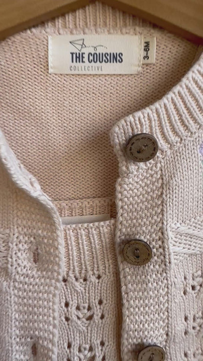 Girls - Gabriella Knit Romper & Cardigan (Beige)