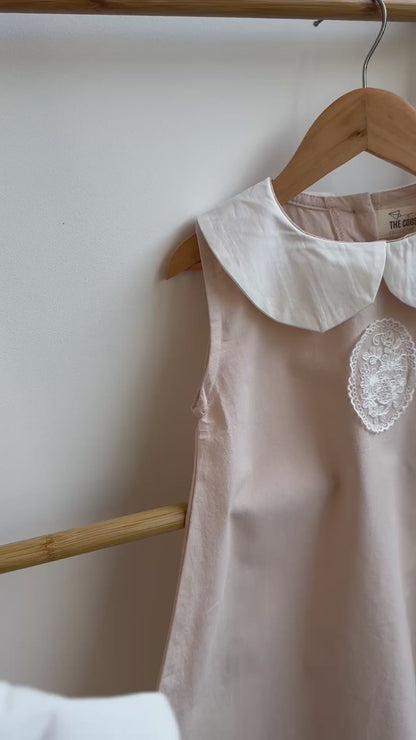 Girls - Matchy-Matchy Vintage Romper and Dress With White Collars