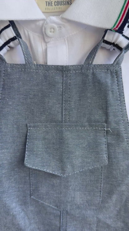Boys - Denim Polo Romper Set